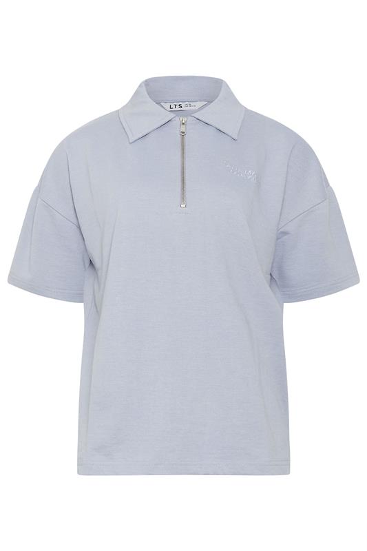 LTS Tall Women's Blue Quarter Zip Short Sleeve Cotton Sweatshirt | Long Tall Sally 5
