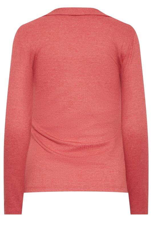 LTS Tall Women's Pink Ribbed Polo Top | Long Tall Sally 7