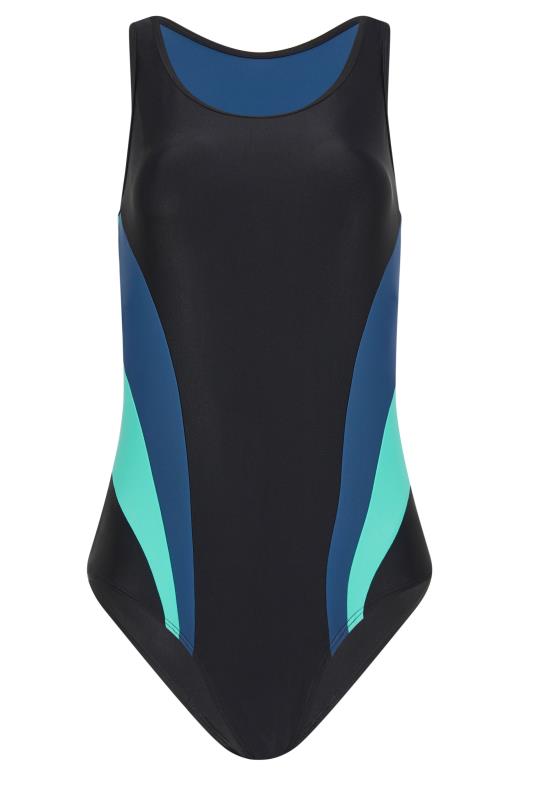 LTS Tall Women's Black & Blue Contrast Active Swimsuit | Long Tall Sally 6