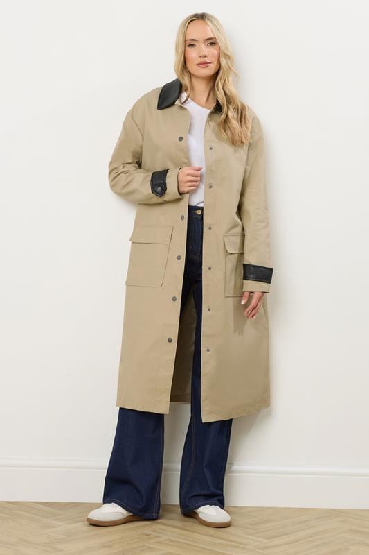 LTS Tall Stone Brown Longline Car Coat | Long Tall Sally 2