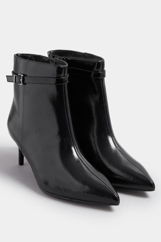 Black Buckle Pointed Toe Kitten Heel Boots In Extra Wide EEE Fit | Yours Clothing 2