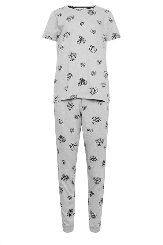 LTS Tall Womens Grey Animal Heart Print Pyjama Set | Long Tall Sally 5