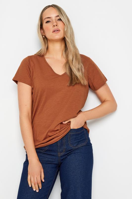 LTS Tall Womens Rust Orange V-Neck T-Shirt | Long Tall Sally 1