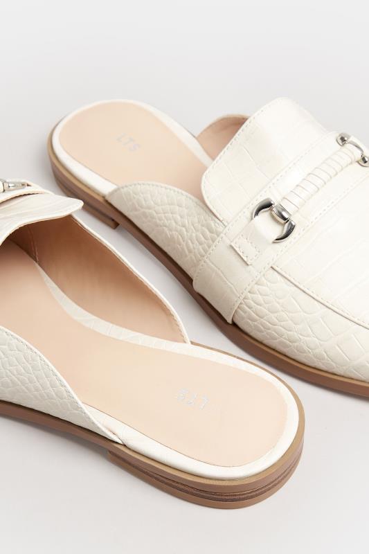 LTS White Croc Leather Mule Loafers In Standard Fit | Long Tall Sally 5