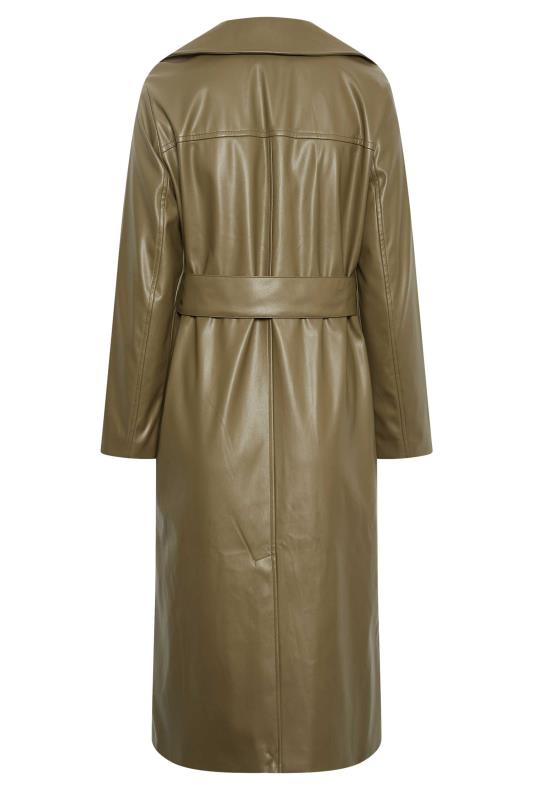 LTS Tall Olive Green Faux Leather Trench Coat | Long Tall Sally 7
