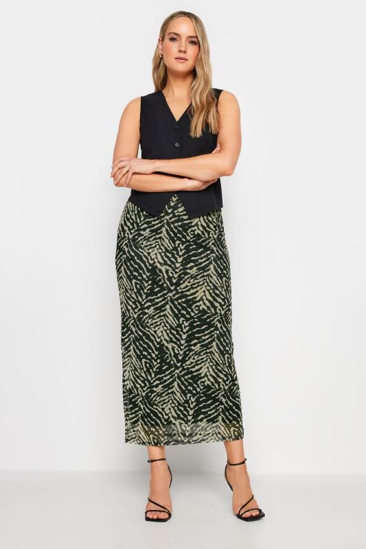 Tall  LTS Tall Black Abstract Print Mesh Midi Skirt