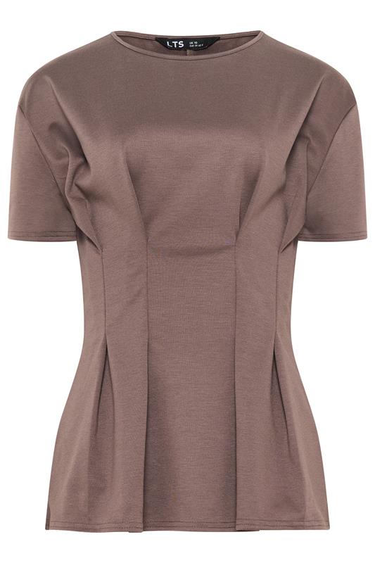 LTS Tall Women's Mocha Brown Pleated Detail Top | Long Tall Sally 5