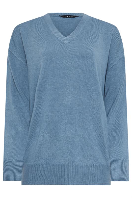 LTS Tall Blue Long Sleeve V-Neck Jumper | Long Tall Sally 5