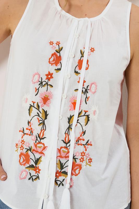 LTS Tall Women's White Floral Embroidered Vest Top | Long Tall Sally 5