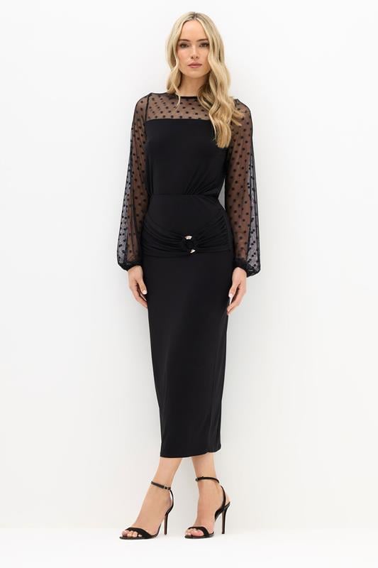 Tall  LTS Tall Black Buckle Drape Maxi Skirt