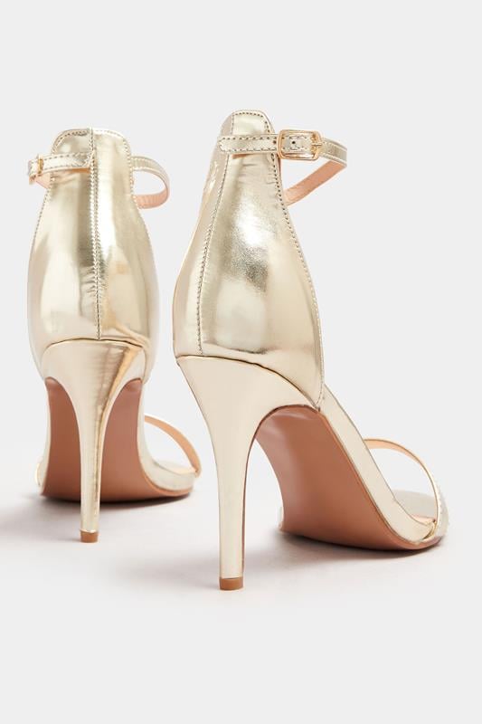 Gold Ankle Strap Heels In Wide E Fit | Yours Clothing 4