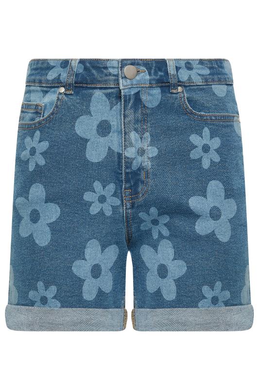 LTS Tall Women's Blue Floral Print Denim Shorts | Long Tall Sally 5