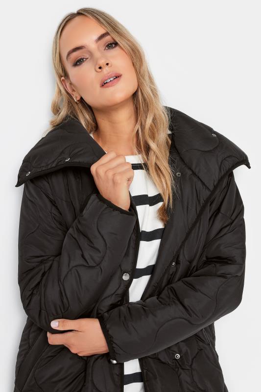 LTS Tall Black Funnel Neck Quilted Coat | Long Tall Sally 4