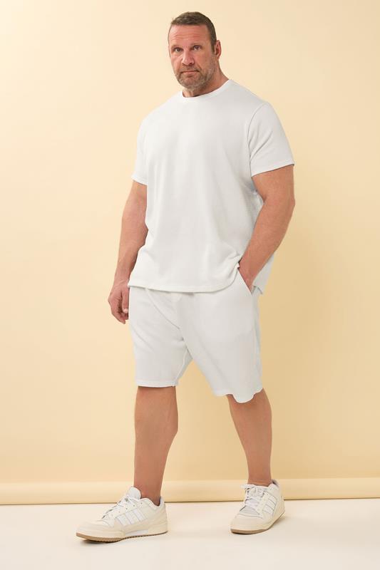 STUDIO A Big & Tall White Popcorn Stitch Textured Shorts | BadRhino 2