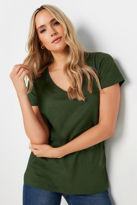 LTS Tall Khaki Green V-Neck T-Shirt | Long Tall Sally 1