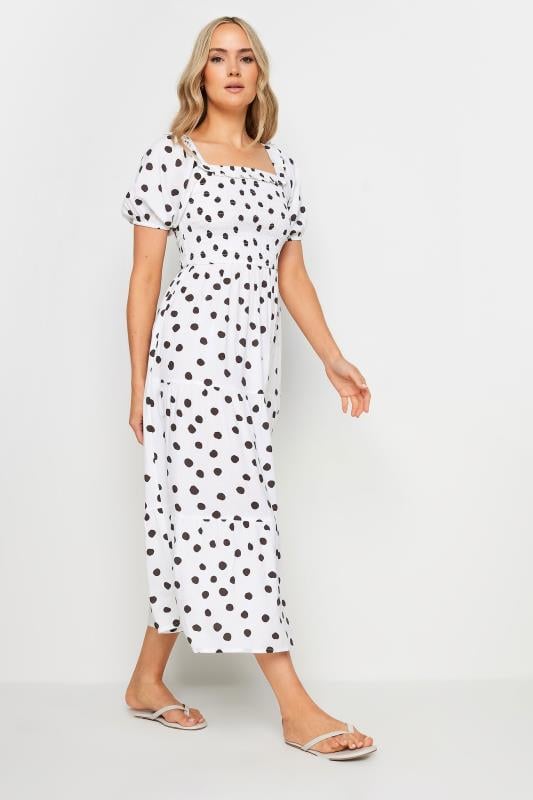 LTS Tall Women's White Polka Dot Midi Dress | Long Tall Sally  3