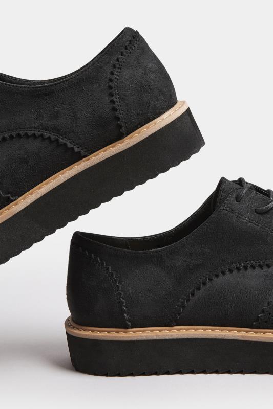 Black Faux Suede Derby Shoe In Extra Wide EEE Fit | Yours Clothing 5