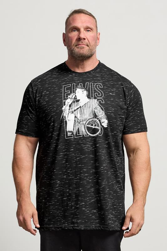 D555 Big & Tall Black Elvis Presley Graphic T-Shirt | BadRhino 1