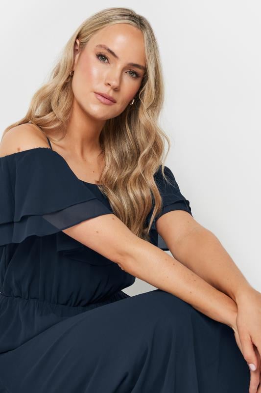 LTS Tall Women's Navy Blue Ruffle Maxi Dress | Long Tall Sally  5