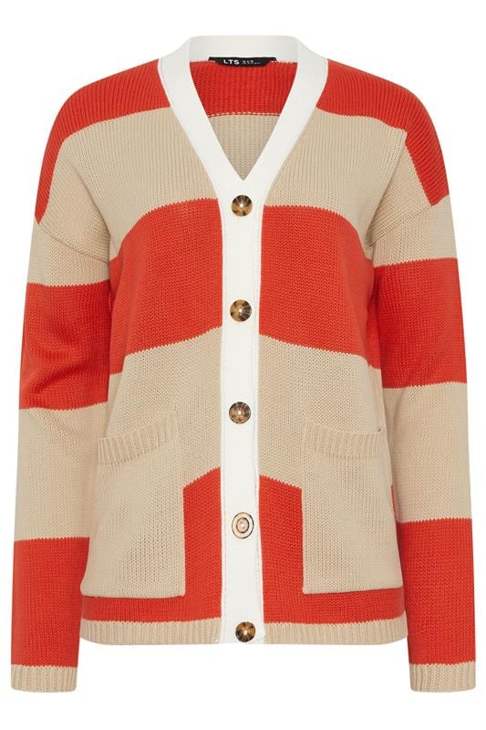 Tall  LTS Tall Natural Brown & Red Stripe Cardigan