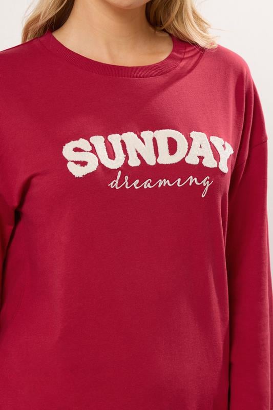 LTS Tall Red 'Sunday Dreaming' Slogan Lounge Top | Long Tall Sally 4