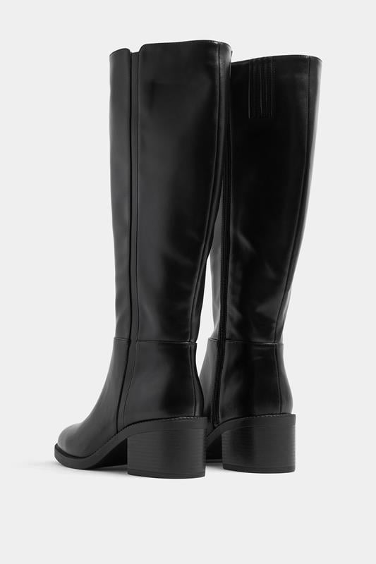 Black Faux Leather Knee High Boots In Extra Wide EEE Fit | Yours Clothing 4
