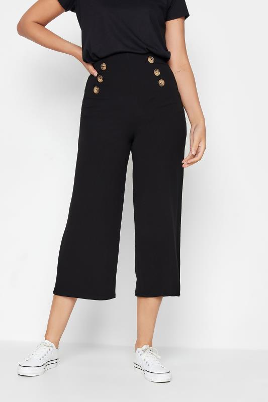 Tall  LTS Tall Black Button Cropped Trousers