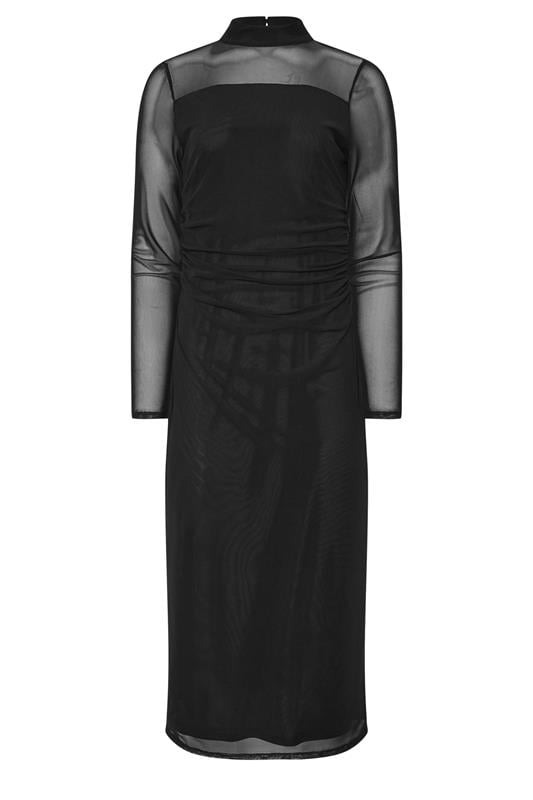 LTS Tall Black Mesh High Neck Midi Dress | Long Tall Sally 1