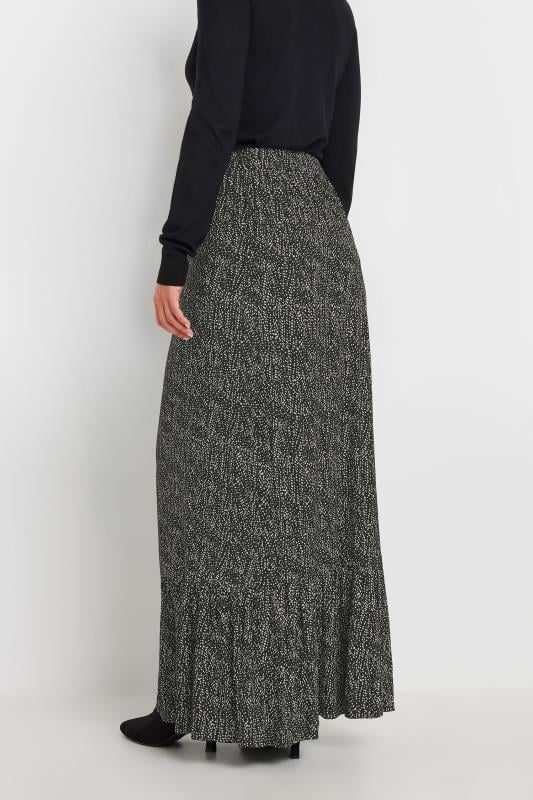 LTS Tall Black Spot Print Tiered Maxi Skirt Long Tall Sally