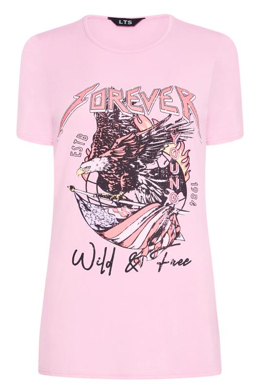 LTS Tall Women's Pink Eagle 'Forever Wild & Free' Slogan T-Shirt | Long Tall Sally 6