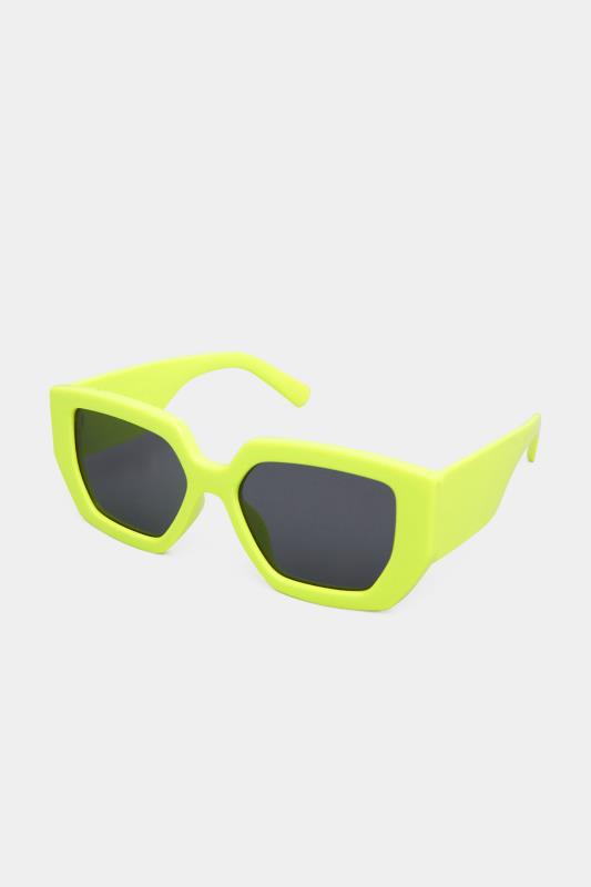  Lime Green Frame Oversized Sunglasses | Yours Clothing  2