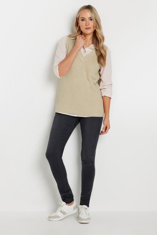 LTS Tall Women's Beige Brown V-Neck Knitted Vest Top | Long Tall Sally 4