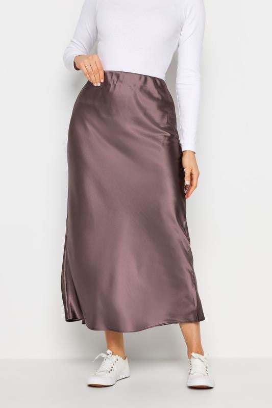 LTS Tall Womens Brown Satin Midi Skirt | Long Tall Sally