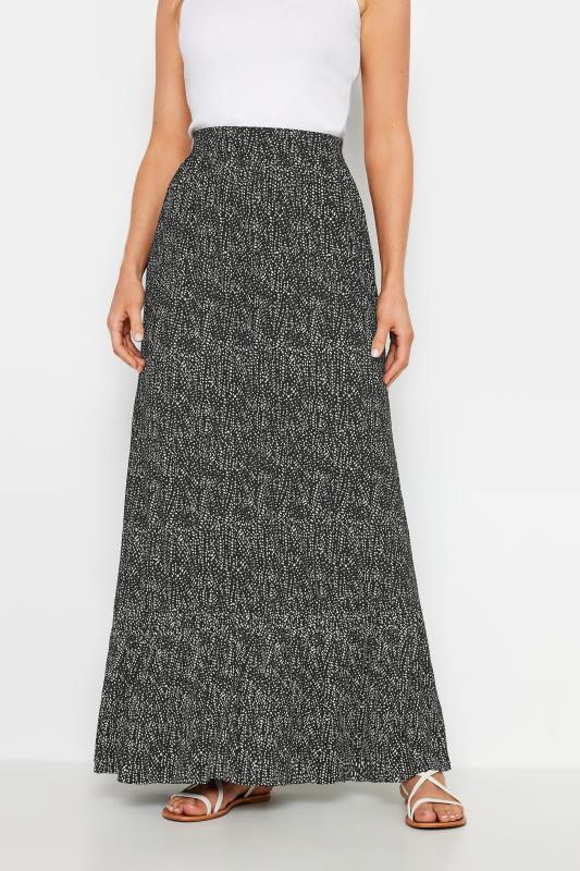 LTS Tall Black Spot Print Tiered Maxi Skirt | Long Tall Sally 1
