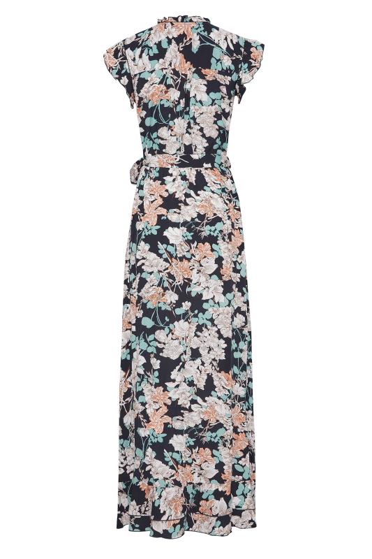 LTS Tall Women's Navy Blue Floral Frill Maxi Dress | Long Tall Sally 7