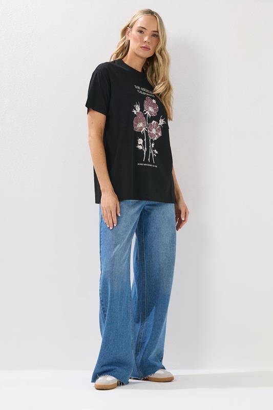 LTS Tall Black Flower Graphic T-Shirt | Long Tall Sally 2