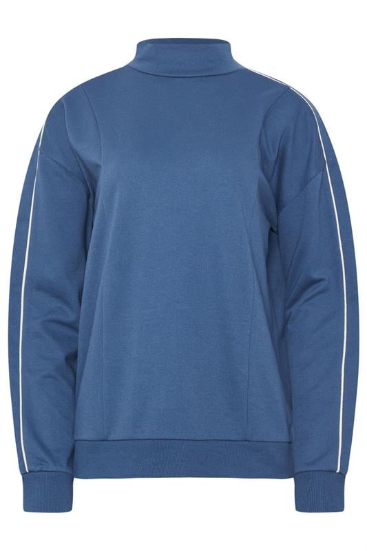 LTS Tall Women's Blue Piped High Neck Sweatshirt | Long Tall Sally 6