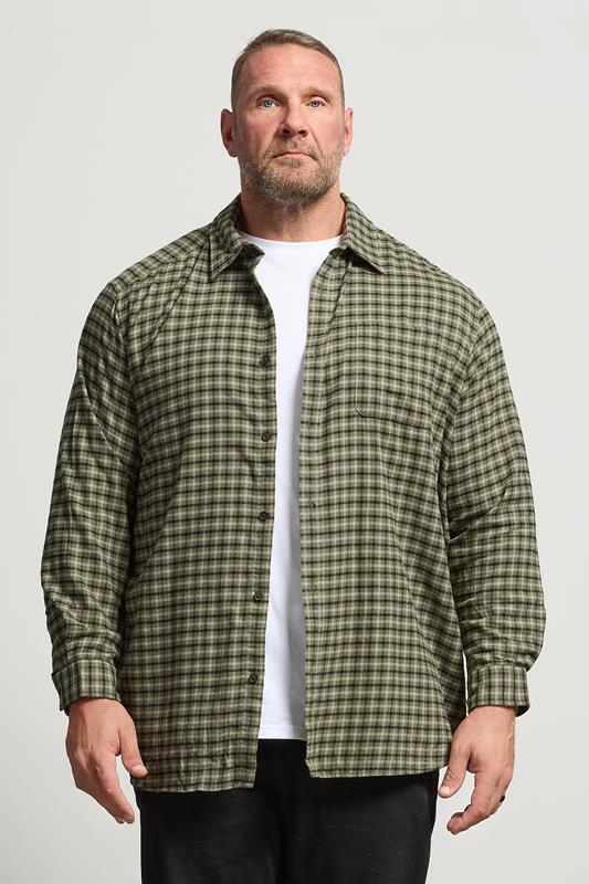JACK & JONES Big & Tall Olive Green Check Shirt