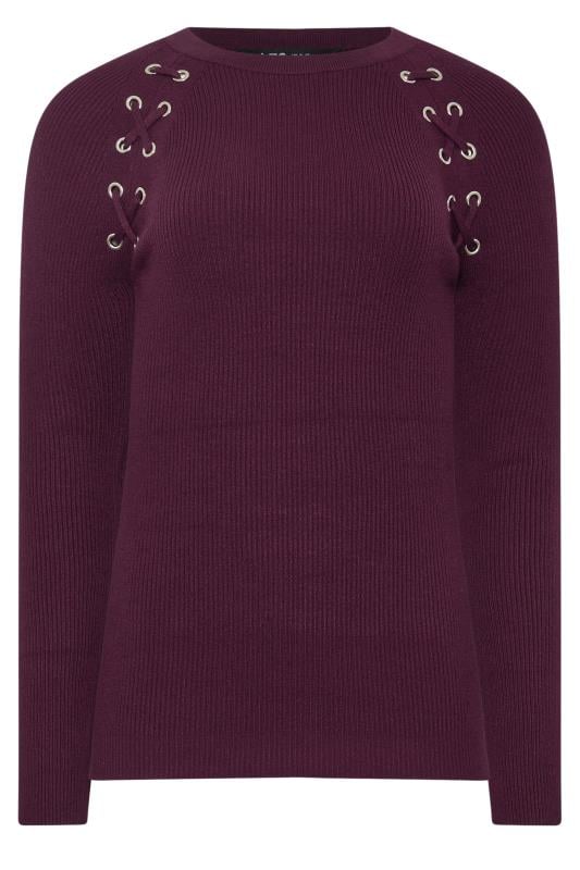 LTS Tall Burgundy Red Eyelet Detail Jumper | Long Tall Sally 5