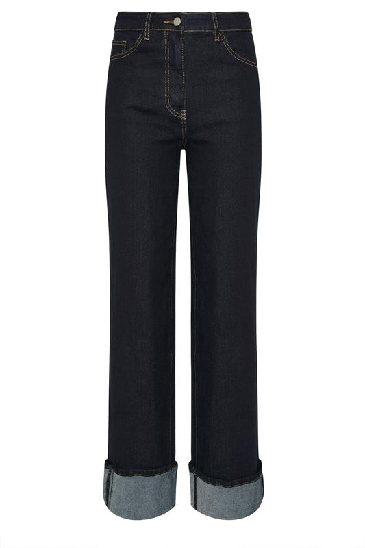 LTS Tall Dark Blue Turn Up Wide Leg Jeans | Long Tall Sally 2
