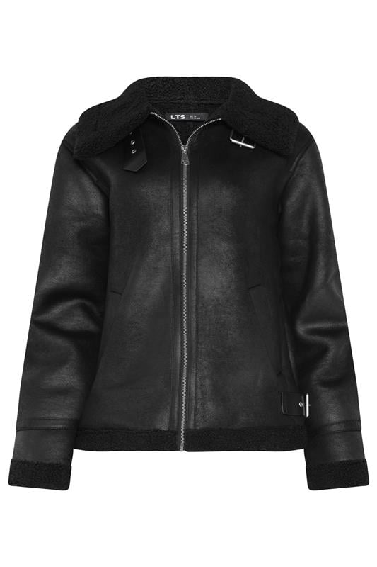 LTS Tall Black Aviator Taped Seam Jacket | Long Tall Sally 6