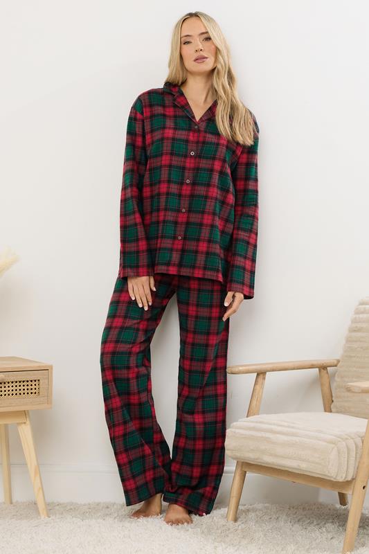LTS Tall Red & Green Cotton Check Pyjama Set | Long Tall Sally 2
