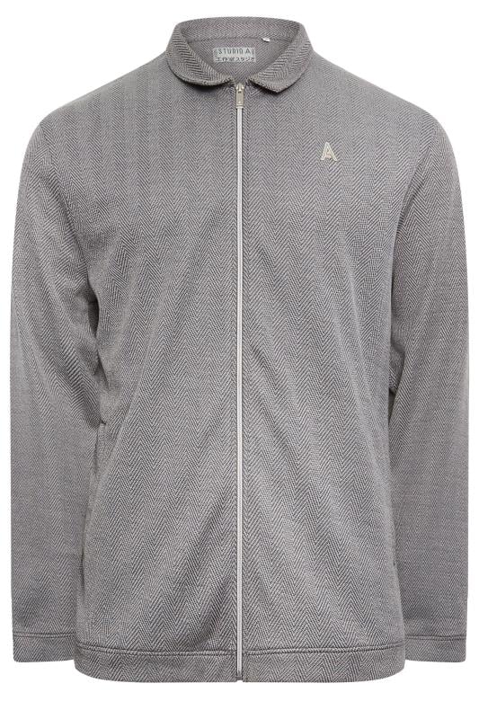 STUDIO A Big & Tall Grey Zip Through Jacket | BadRhino 4