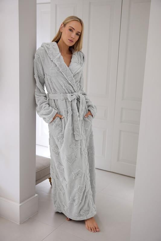 Tall  LTS Tall Light Grey Star Embossed Dressing Gown