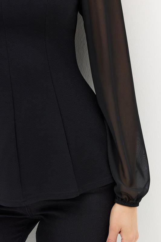 LTS Tall Black Corset Body Mesh Blouse | Long Tall Sally 4