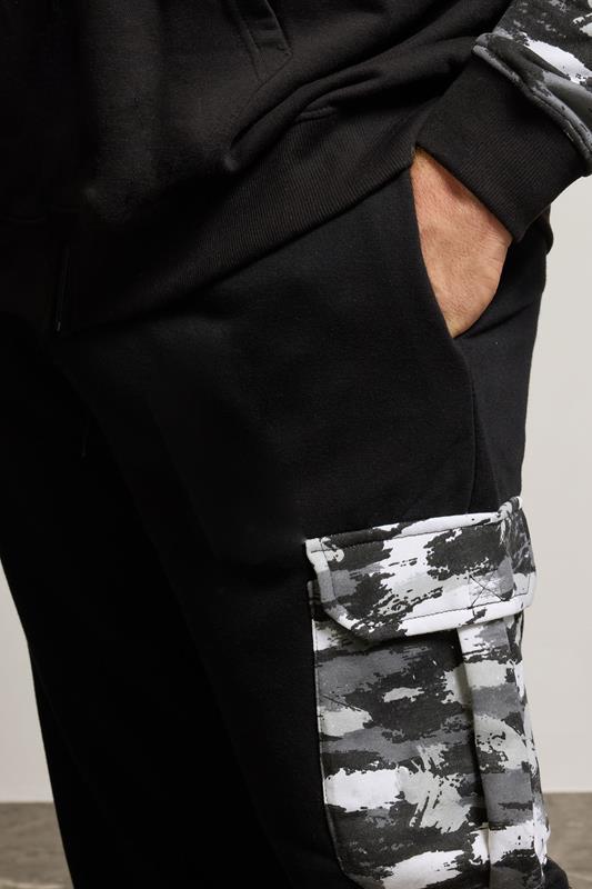 BadRhino Big & Tall Black Camo Detail Cargo Joggers | BadRhino 4