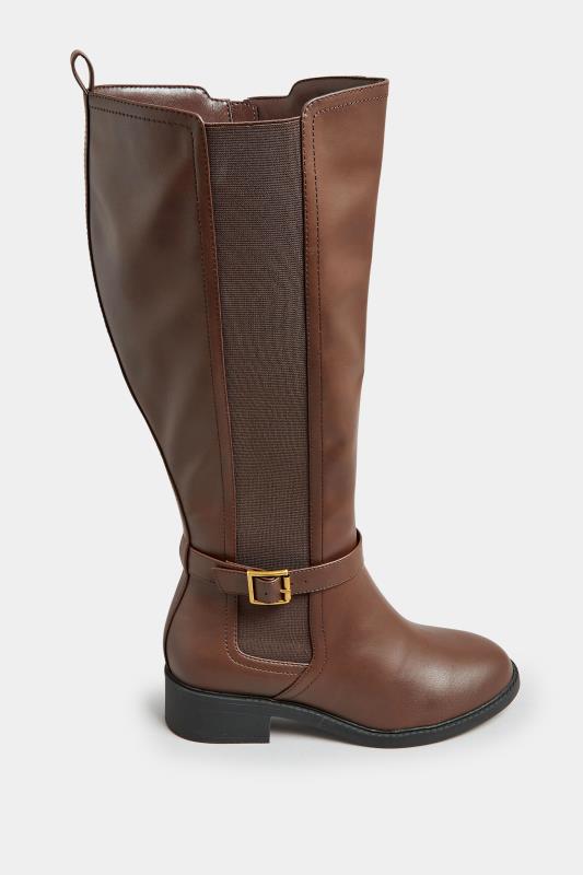LIMITED COLLECTION Brown Strap Knee High Boot In Extra Wide EEE Fit | Yours Clothing 3