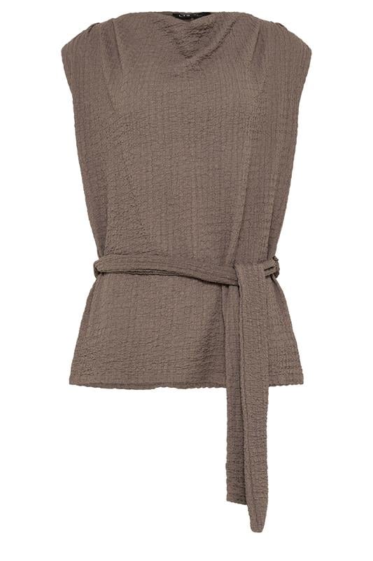 LTS Tall Women's Mocha Brown Textured Belted Top | Long Tall Sally 5