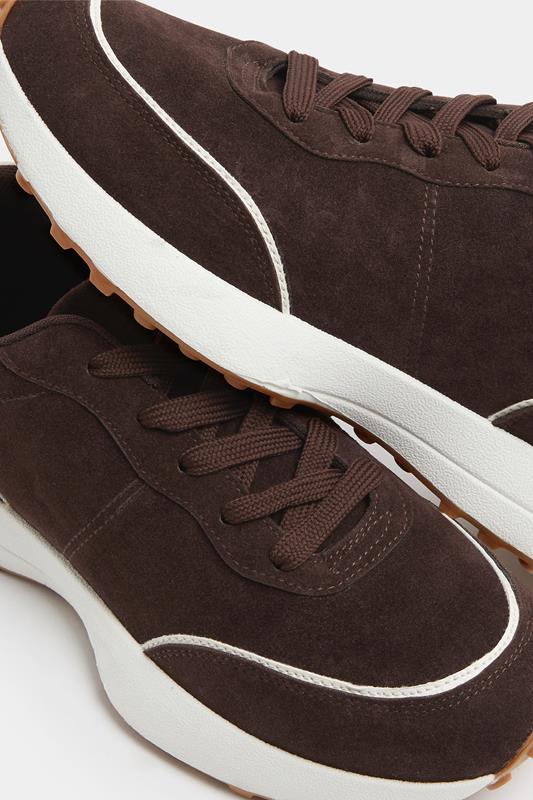 Chocolate Brown Faux Suede Runner Trainers In Extra Wide EEE Fit | Yours Clothing 5
