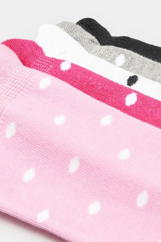 5 PACK Pink & Black Polka Dot Ankle Socks | Yours Clothing 4